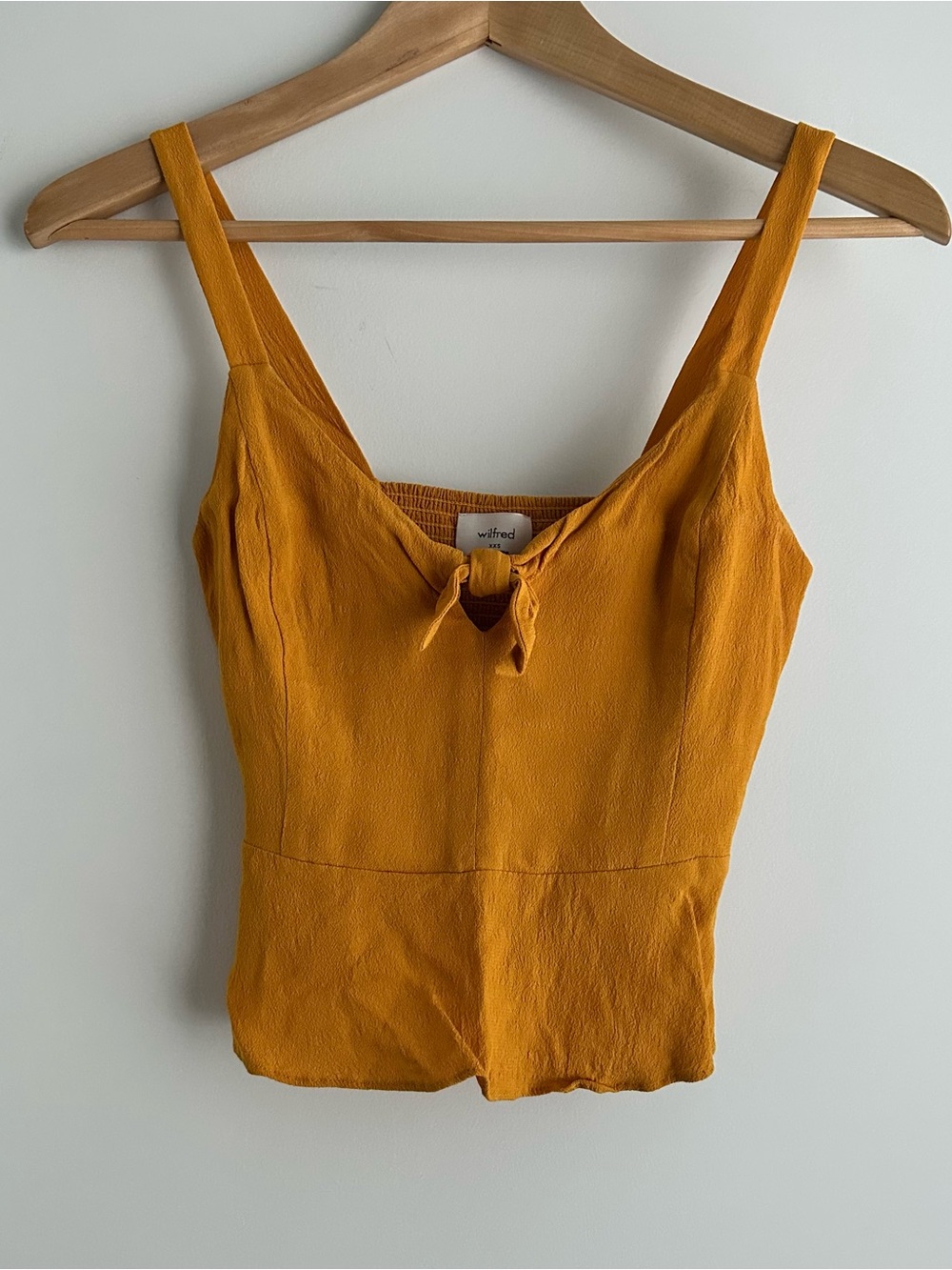 NWOT Aritzia Wilfred Mustard Tie-Front Tank Top XXS